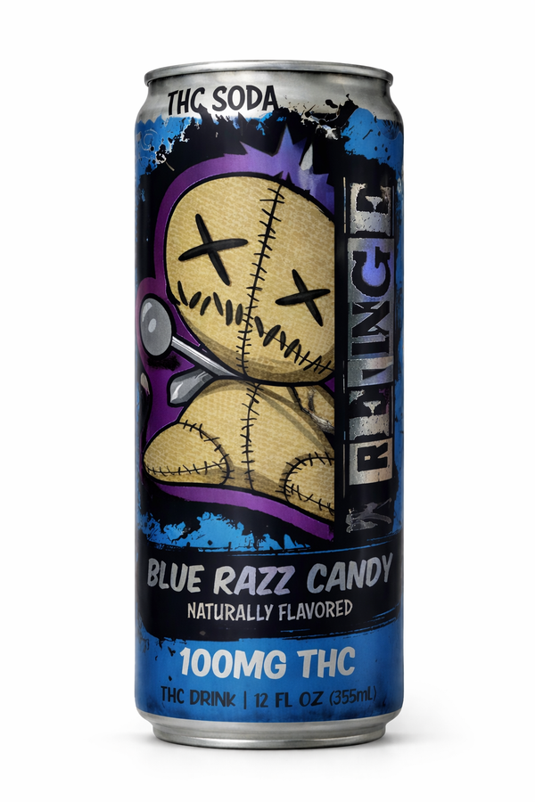 Revenge - Blue Razz Candy - 100mg THC Soda