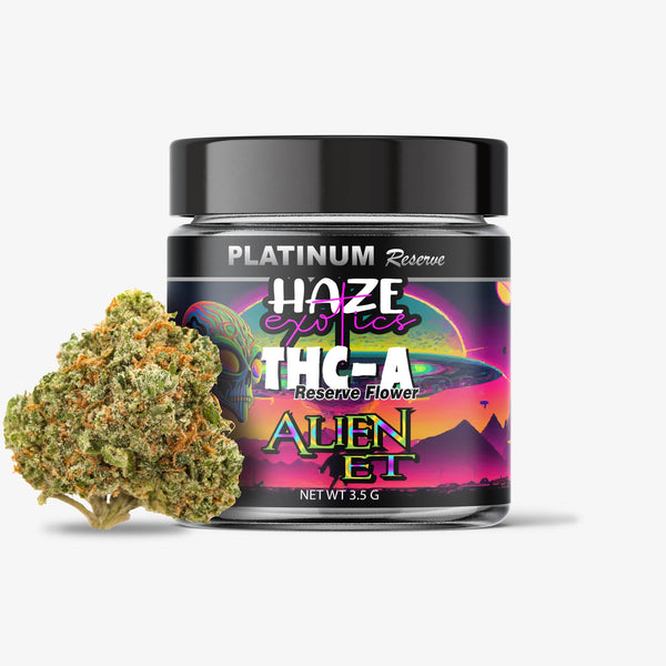 haze exotics platinum reserve thc-a flower alien ET 3.5g jar