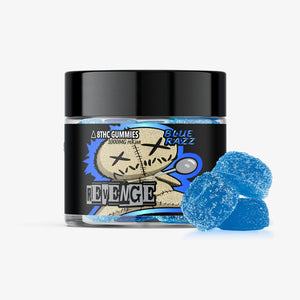 revenge delta 8 thc 100 milligram gummy blue razz 10 count